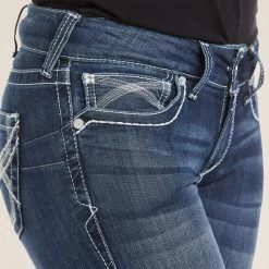 Ariat Women's REAL Mid Rise Stretch Ivy Stackable Straight Leg Jean-Dresden -Cowboy Store 10024300 01 warm