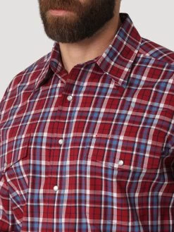 Wrangler Men's Red Plaid Wrinkle Resist Snap Shirt 7 Wrangler Men's Red Plaid Wrinkle Resist Snap Shirt -Cowboy Store 112317086 BD01 RGBD PRD 28477