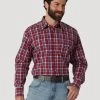 Wrangler Men's Red Plaid Wrinkle Resist Snap Shirt