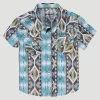 Wrangler Little Boy's Dusty Blue Diamond Short Sleeve Snap Checotah Shirt -Cowboy Store 112329213 HERO