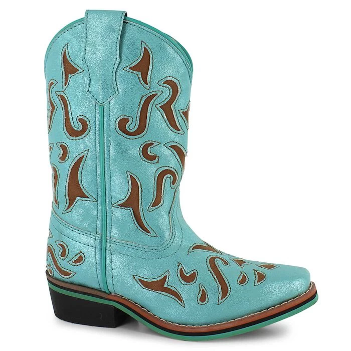 Dan Post Kids Laredo Turquoise With Brown Inlay Boot 3 Dan Post Kids Laredo Turquoise With Brown Inlay Boot