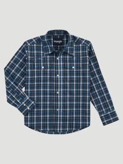 Wrangler Boy's Blue Plaid Shirt