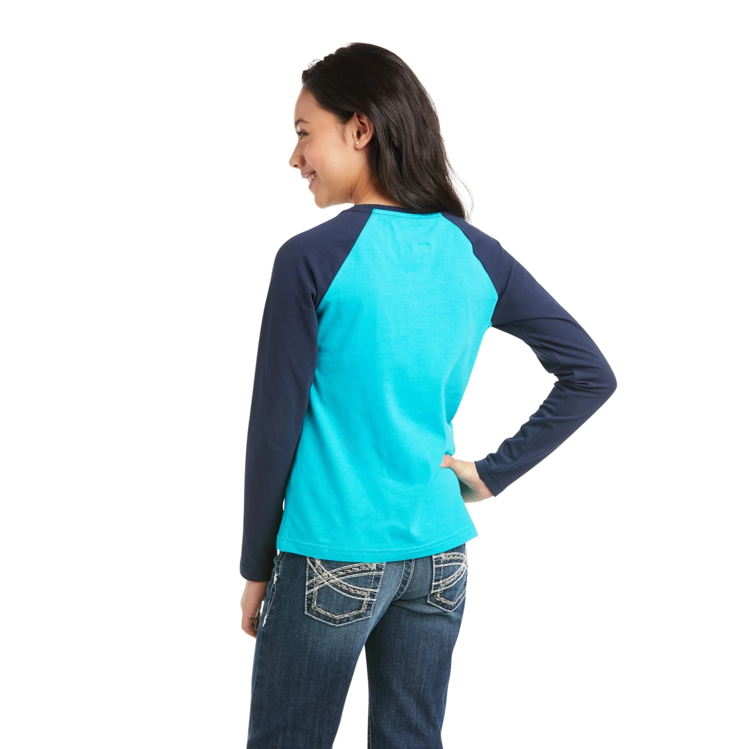 Ariat Girl's REAL Aztec Logo Lake Blue T-Shirt 4 Ariat Girl's REAL Aztec Logo Lake Blue T-Shirt - Image 2