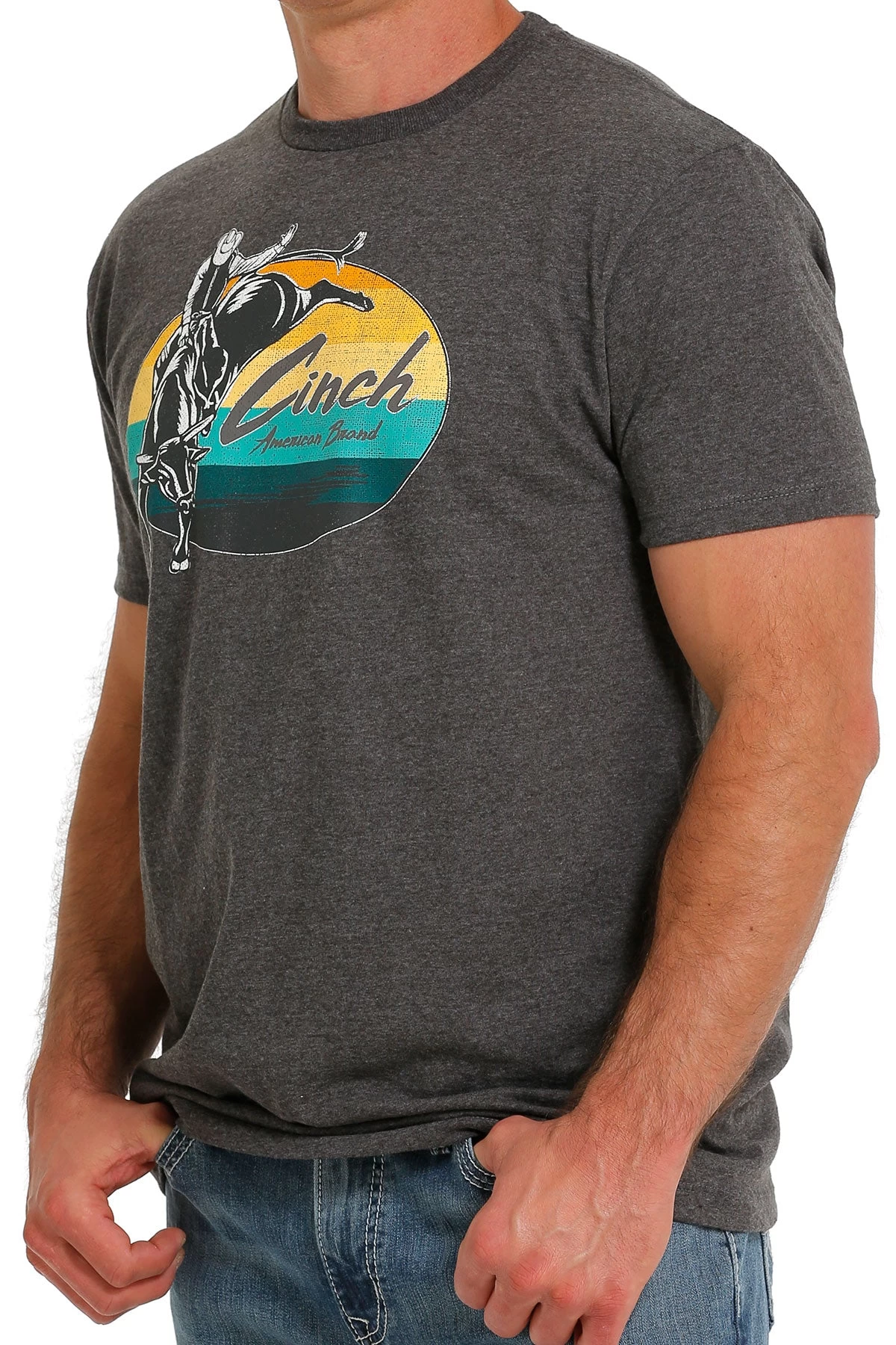 Cinch Men's Heather Charcoal Bull Rider T-Shirt 4 Cinch Men's Heather Charcoal Bull Rider T-Shirt - Image 2