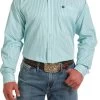Cinch Men's White & Green Stripe Tencel Button Down Long Sleeve Shirt 2 Cinch Men's White & Green Stripe Tencel Button Down Long Sleeve Shirt -Cowboy Store MTW1105580