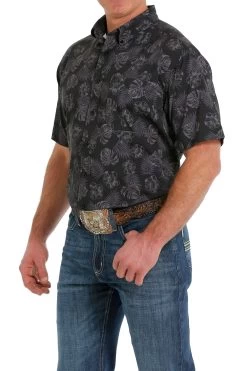 Cinch Men's Black Hawaiian Print Short Sleeve ArenaFlex Shirt 7 Cinch Men's Black Hawaiian Print Short Sleeve ArenaFlex Shirt -Cowboy Store MTW1704113 3