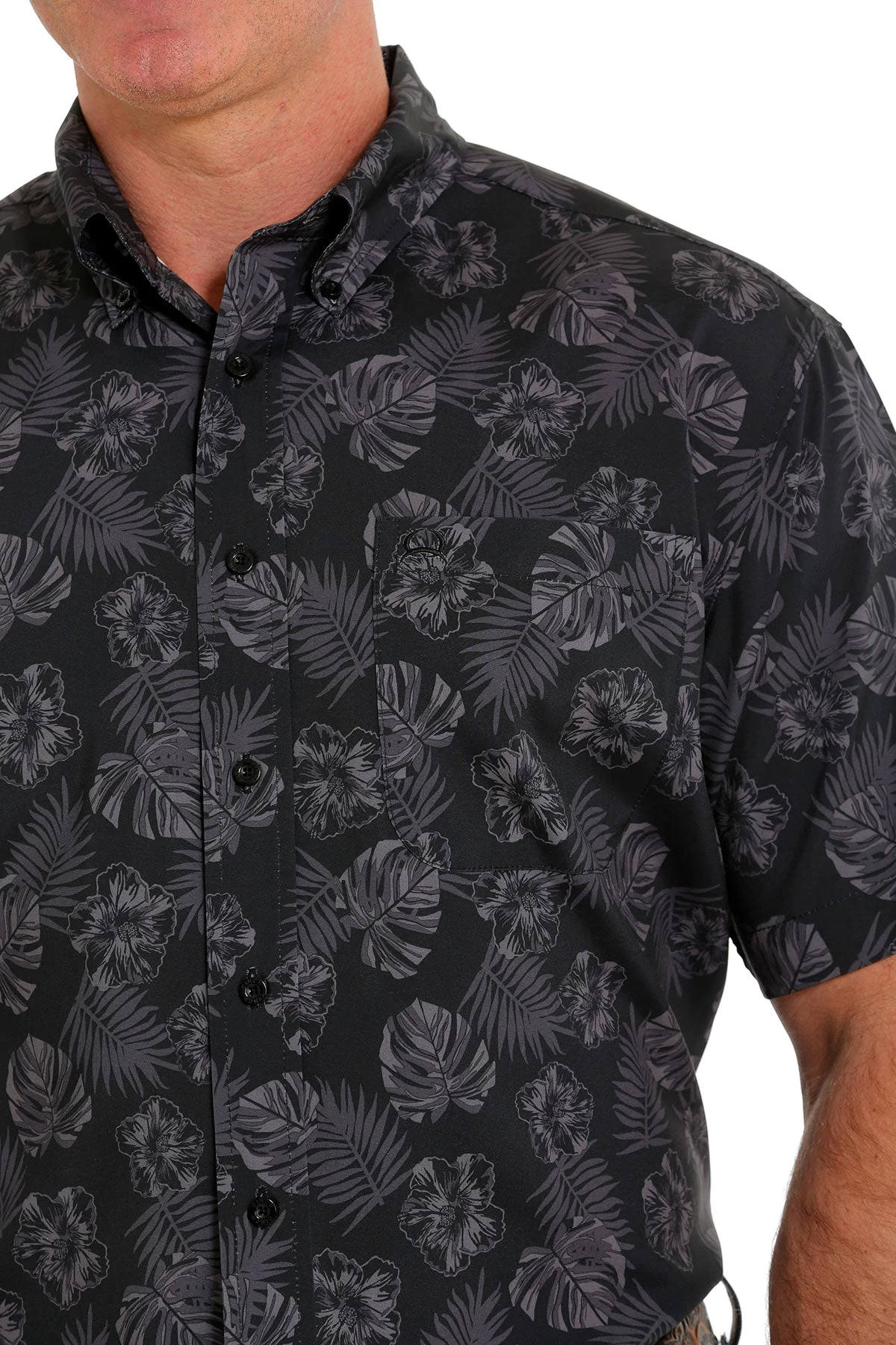 Cinch Men's Black Hawaiian Print Short Sleeve ArenaFlex Shirt 4 Cinch Men's Black Hawaiian Print Short Sleeve ArenaFlex Shirt - Image 2