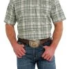 Cinch Men's ArenaFlex Green Plaid Short Sleeve Shirt -Cowboy Store MTW1704118 1