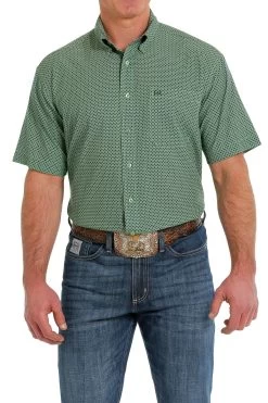 Cinch Men's ArenaFlex Printed Green Short Sleeve Shirt -Cowboy Store MTW1704118 4 2