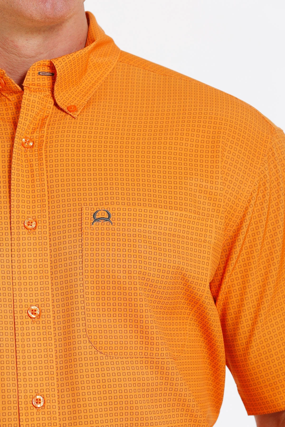 Cinch Men's Orange Patterned ArenaFlex Short Sleeve Shirt 4 Cinch Men's Orange Patterned ArenaFlex Short Sleeve Shirt - Image 2