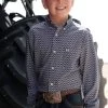 Cinch Boy's Navy Geometric Print ArenaFlex Shirt 2 Cinch Boy's Navy Geometric Print ArenaFlex Shirt -Cowboy Store MTW7060319