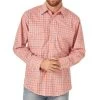 Wrangler Men's Orange Plaid Long Sleeve Snap Shirt -Cowboy Store MWR399O