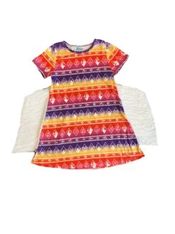 Shea Baby Neon Aztec Dress W/T Fringe