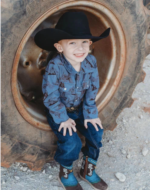 Shea Baby Boys Farm Print Pearl Snap Shirt 3 Shea Baby Boys Farm Print Pearl Snap Shirt