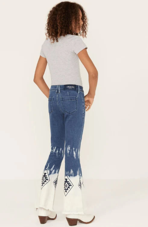 Grace In LA Girl's Boho Flare Button Front Trouser Jeans 4 Grace In LA Girl's Boho Flare Button Front Trouser Jeans - Image 2