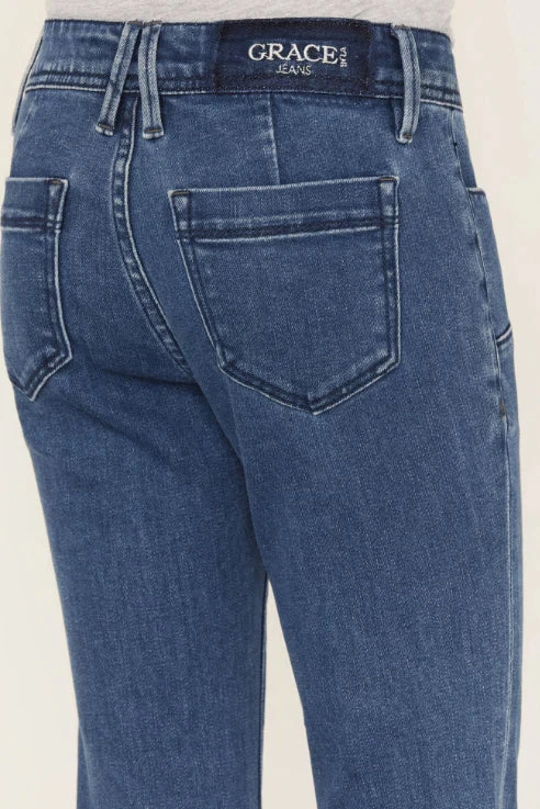 Grace In LA Girl's Boho Flare Button Front Trouser Jeans 6 Grace In LA Girl's Boho Flare Button Front Trouser Jeans - Image 4