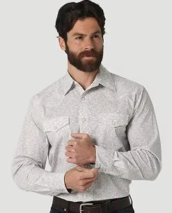 Wrangler Men's 20X Competition Advanced Comfort Grey Paisley Shirt