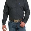 Men's Cinch Navy Printed Long Sleeve Shirt -Cowboy Store cinch mens shirt casual long sleeve button down blacknavy mtw1105515 981805