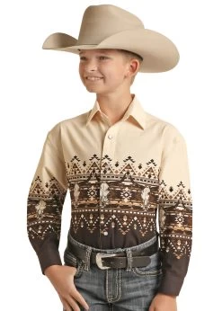 Boy’s Panhandle LS Aztec Border Shirt