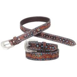 1006-BT Men’s Circle Y Brown W/ Blue Buckstitch Belt