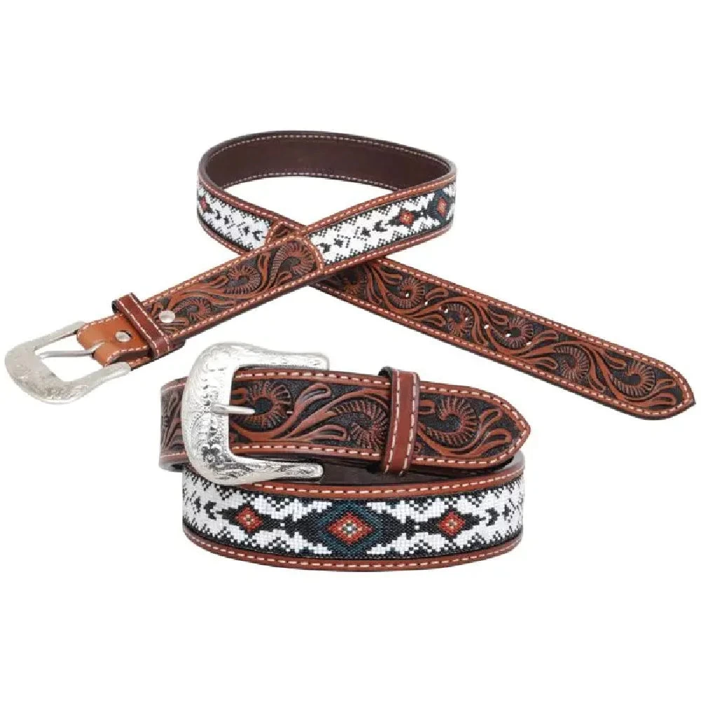 Mens Circle Y Beaded Belt 2003-BT 3 Mens Circle Y Beaded Belt 2003-BT