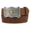 Tony Lama Kids Little Texas Aged Bark Tooled Leather Belt