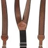 N8512444 Nocona Brown Basket Weave Leather Suspenders