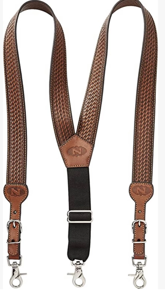 N8512444 Nocona Brown Basket Weave Leather Suspenders 3 N8512444 Nocona Brown Basket Weave Leather Suspenders