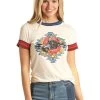 Women's Rock & Roll Natural Tee W/Horse Rider Graphic