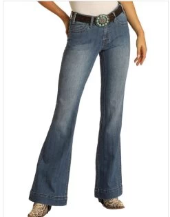 Rock & Roll Denim Women's Stripe Trouser Jean -Cowboy Store image d71a50c4 84fc 43a4 850f 07d441cbe9b2