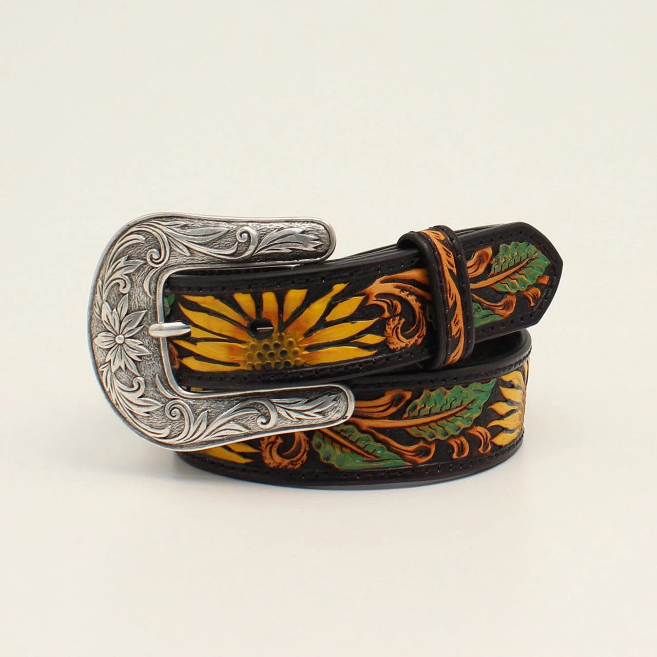Nocona Girls Sunflower Tooled Black Belt 3 Nocona Girls Sunflower Tooled Black Belt