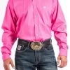Cinch Men's Solid Pink Button-Down Long Sleeve Shirt 1 Cinch Men's Solid Pink Button-Down Long Sleeve Shirt -Cowboy Store mtw1103320 1976 detail