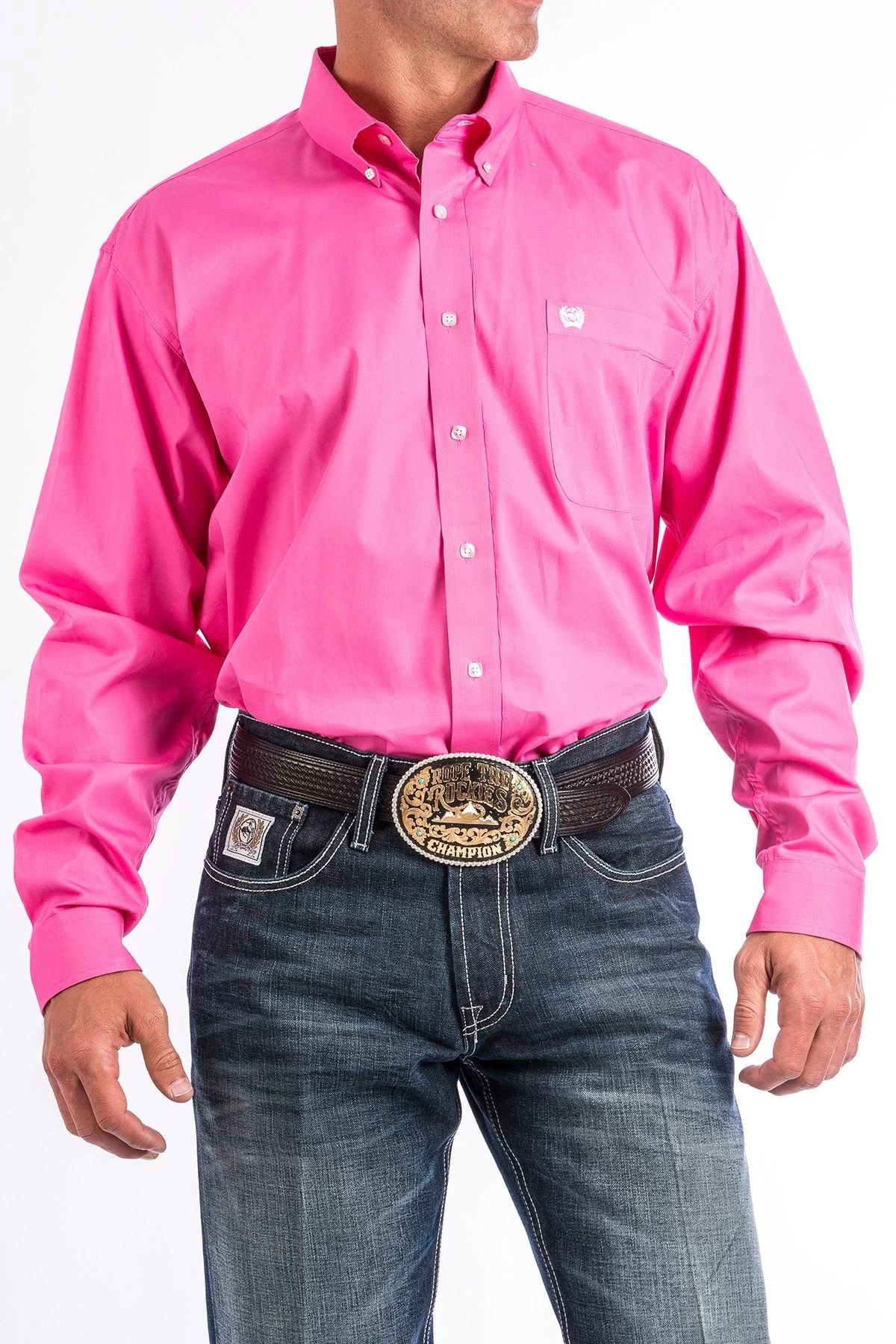 Cinch Men's Solid Pink Button-Down Long Sleeve Shirt 3 Cinch Men's Solid Pink Button-Down Long Sleeve Shirt
