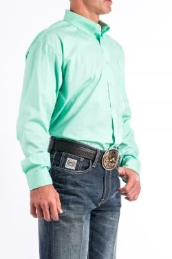 Cinch Men's Solid Mint Long Sleeve Button-Down Shirt 4 Cinch Men's Solid Mint Long Sleeve Button-Down Shirt - Image 2