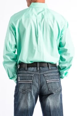 Cinch Men's Solid Mint Long Sleeve Button-Down Shirt 5 Cinch Men's Solid Mint Long Sleeve Button-Down Shirt - Image 3