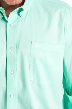 Cinch Men's Solid Mint Long Sleeve Button-Down Shirt 6 Cinch Men's Solid Mint Long Sleeve Button-Down Shirt - Image 4