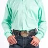 Cinch Men's Solid Mint Long Sleeve Button-Down Shirt