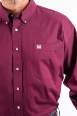 Cinch Men's Solid Burgundy Button-Down Long Sleeve Shirt -Cowboy Store mtw1104239 4 1324 general