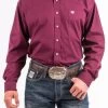 Cinch Men's Solid Burgundy Button-Down Long Sleeve Shirt 1 Cinch Men's Solid Burgundy Button-Down Long Sleeve Shirt -Cowboy Store mtw1104239 1675 general