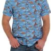 Cinch Men's Blue Bucking Horse Short Sleeve Camp Shirt -Cowboy Store mtw1401024 1502 general