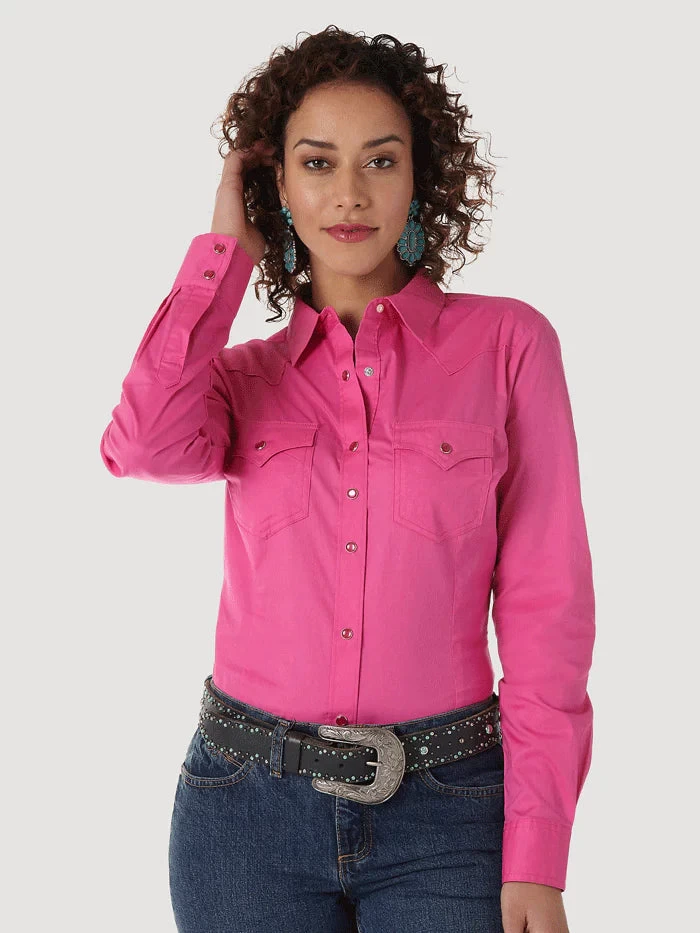 Wrangler Women's Long Sleeve Solid Shirt 3 Wrangler Women's Long Sleeve Solid Shirt
