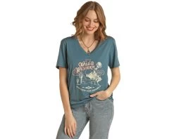 Rock & Roll Women’s V-Neck Graphic Tee