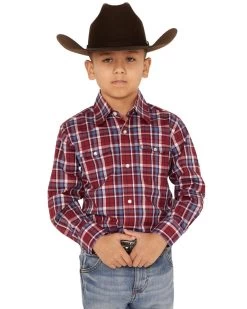 Wrangler Boy's LS Plaid Shirt